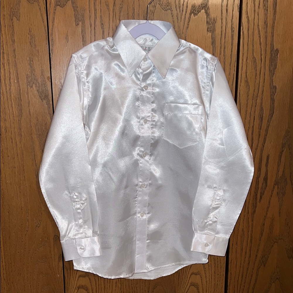 Kids Classic White Satin Button-Down Shirt